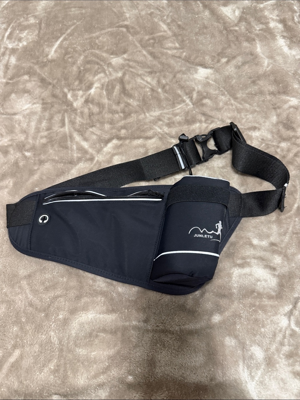 Black Running Waist Bag with Bottle Holder